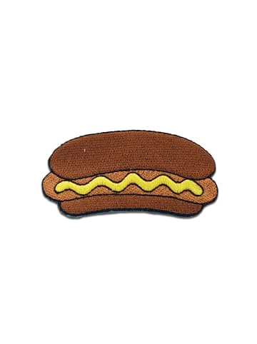 Catch the Patch Hot Dog Mit Senf Essen Fast FoodApplikation Bügelbild inBraun