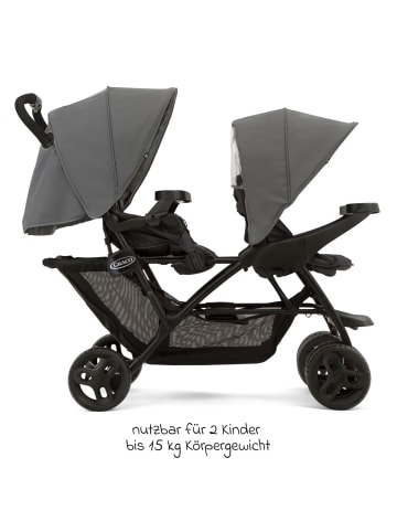 Graco Geschwisterwagen Stadium Duo mit 2x Snacktabletts in grau
