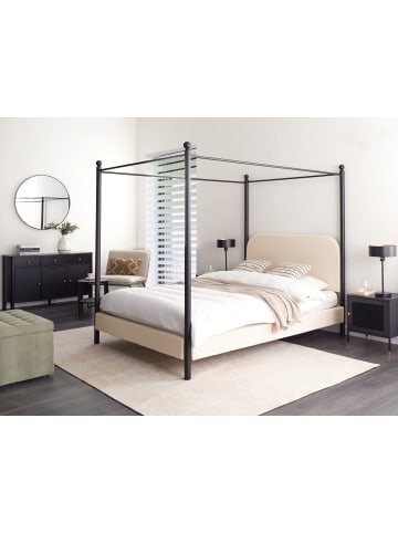 Beliani Himmelbett DANNEMOIS in Beige/Schwarz - (W) 150 x (H) 180 x (L) 211 cm