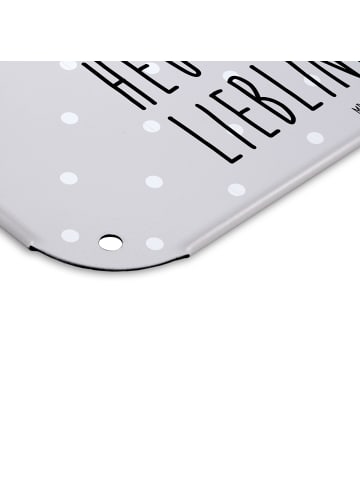 Mr. & Mrs. Panda Retro Blechschild Otter Seerose mit Spruch in Grau Pastell