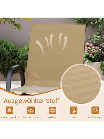 COSTWAY Barhocker Garten 2er Set in Khaki