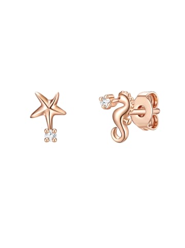 Glanzstücke München Ohrstecker Seepferdchen/Stern aus Sterling Silber mit Zirkonia in roségold