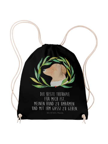 Mr. & Mrs. Panda gym tasche Hund Blumen mit Spruch in Schwarz
