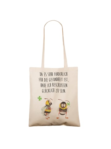 Mr. & Mrs. Panda Shopping Tasche Hummeln Kleeblatt mit Spruch in Creme