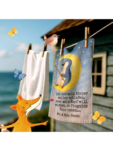 Mr. & Mrs. Panda Handtuch Pinguin Mond Design mit Spruch in Weiß