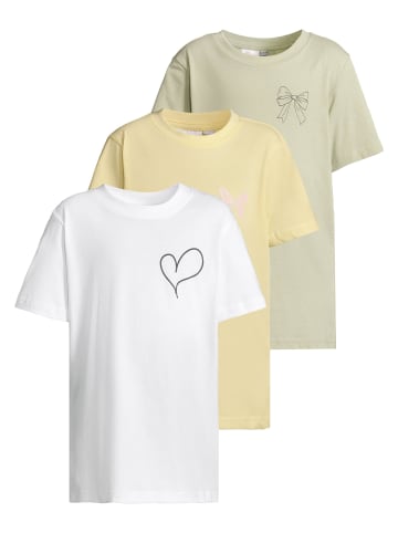 Urban Classics Urban Classics T-Shirts in white+softsalvia+softyellow