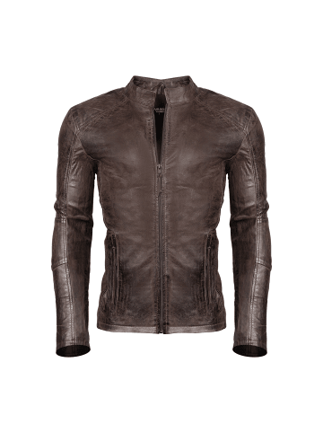 PAULGOS Lederjacke Übergangsjacke Biker Look Echtleder D3 in Braun