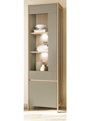 Furn.Design Vitrine Salbei grün, Eiche 58 cm, Vitrinenschrank mit Soft-Close