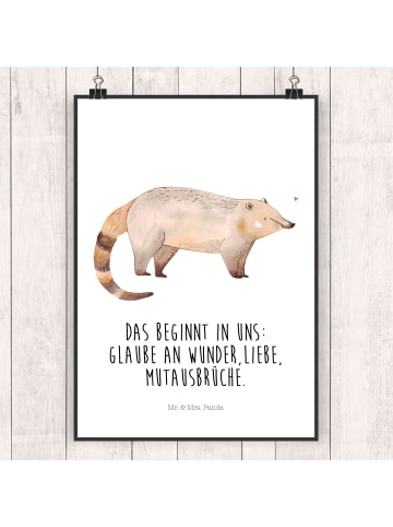 Mr. & Mrs. Panda Poster Nasenbär mit Spruch in Weiß