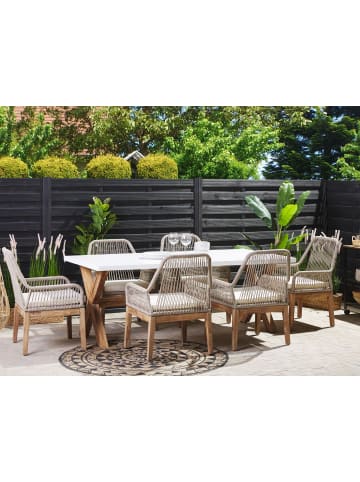 Beliani 7-tlg Gartentisch Set OLBIA in Weiß/Beige/Braun