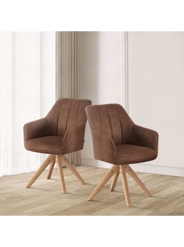 DUBI Möbel 2er-Set: Drehstuhl THOMAS-ELLY in Wildleder-Schwarz - (B)57 x (H)85 x  (T)62 cm
