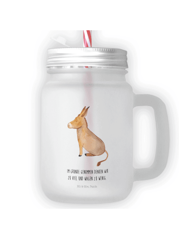 Mr. & Mrs. Panda Glas Esel mit Spruch in Transparent