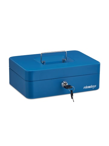 relaxdays Geldkassette in Blau - (B)25 x (H)9 x (T)18 cm