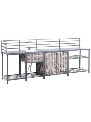 Beliani 4er-Set Gartenküche MIRADOR in Grau/Beige