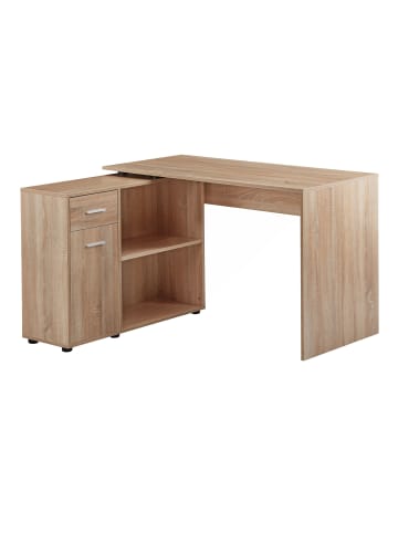 KADIMA DESIGN Design Eckschreibtisch mit Regal 120 x 75,5 x 106,5 cm, in Sonoma