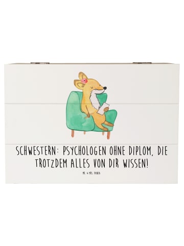 Mr. & Mrs. Panda Holzkiste Schwestern Psychologen mit Spruch in Weiß