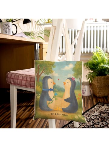Mr. & Mrs. Panda Schultertasche Pinguin Pärchen Design ohne Spruch in Weiß