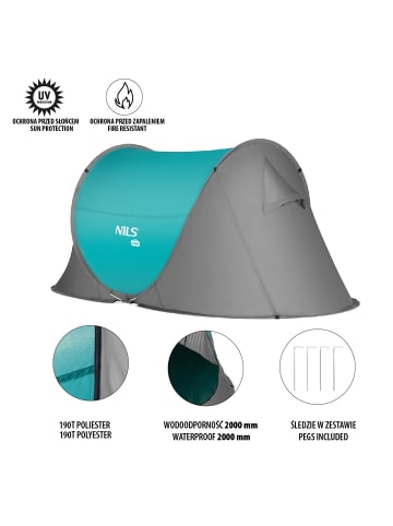 COFI 1453 NILS Campingzelt Automatik-Zelt – 220×120?cm mit UV-Schutz & in Türkis