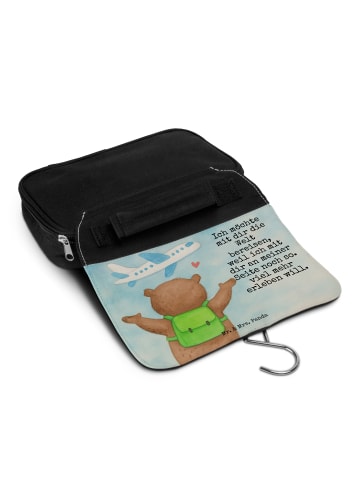 Mr. & Mrs. Panda Kulturtasche Bär Flugzeug Design mit Spruch in Weiß