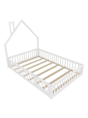 ABRIHOME Kinderbett 140 x 190 cm Polsterbett mit Schornsteinform Bett, Weiß