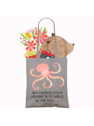Mr. & Mrs. Panda Shopper Tintenfisch mit Spruch in Light Grey