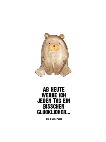 Mr. & Mrs. Panda Thermo-Trinkflasche Bär sitzend mit Spruch in Weiß