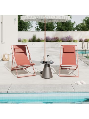 home24 Liegestuhl Nivi 2er-Set in Terracotta