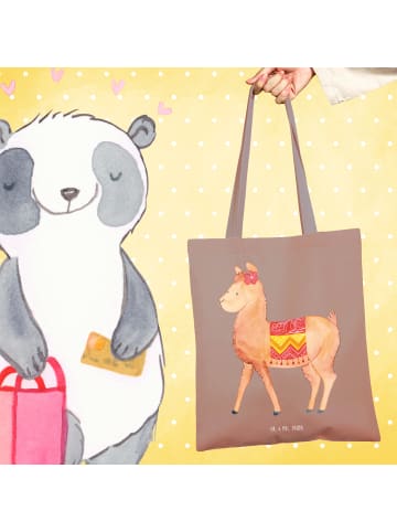 Mr. & Mrs. Panda Tragetasche Alpaka Stolz ohne Spruch in Braun Pastell