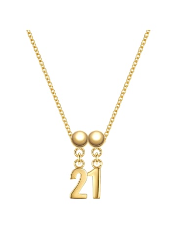 Glanzstücke München Set (Kette + 2 Charms) Zahl 21 aus Sterling Silber in gelbgold