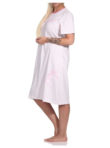 NORMANN kurzarm Nachthemd Knopfleiste am Hals - 79226 in rosa