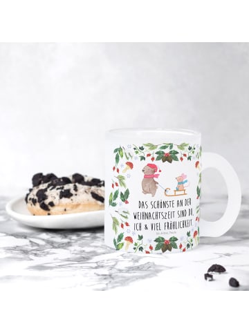 Mr. & Mrs. Panda Teebecher Bär und Maus Schlitten mit Spruch in Transparent