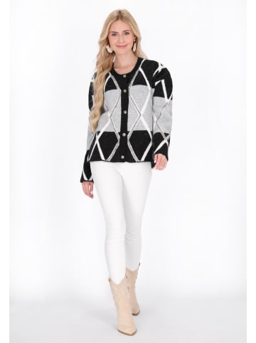 IZIA Women Cardigan in black grey
