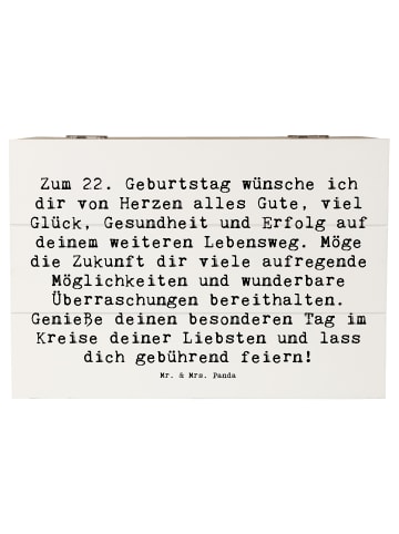 Mr. & Mrs. Panda Holzkiste Spruch 22. Geburtstag mit Spruch in Weiß