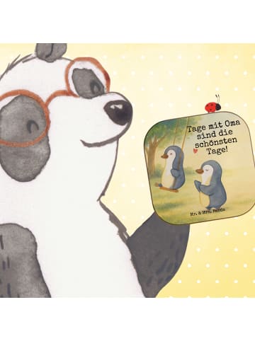 Mr. & Mrs. Panda Glas-Untersetzer Pinguin Oma schaukeln Design m... in Weiß