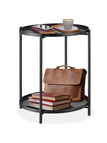 tectake Nachttisch, 45,5 x 45,5 x 53 cm, rund mit abnehmbaren Ablagen