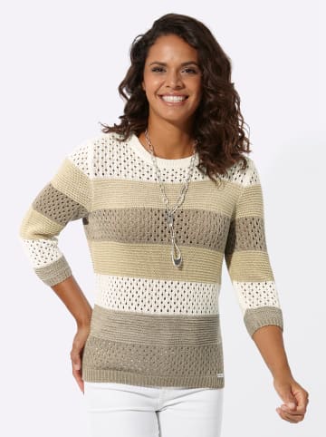 WITT WEIDEN Ajourpullover in sesam-ecru-geringelt