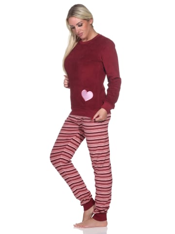 NORMANN Frottee Schlafanzug Bündchen - 82649 in rot