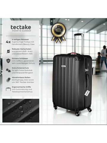 tectake Reisekoffer-Set, inkl. Kofferwaage und -anhänger
