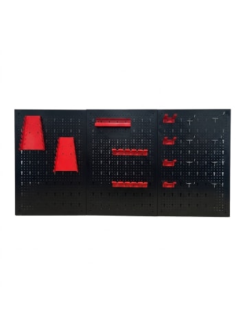 3x Werkzeugwand in Schwarz/Rot