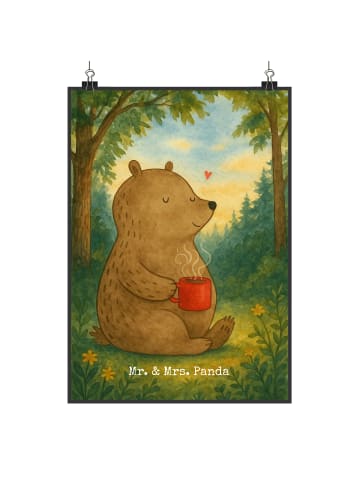 Mr. & Mrs. Panda Plakat Bär Kaffee Design ohne Spruch in Weiß