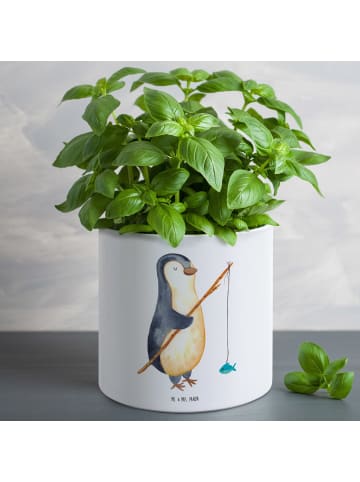 Mr. & Mrs. Panda Kräutertopf Pinguin Angler ohne Spruch in Weiß
