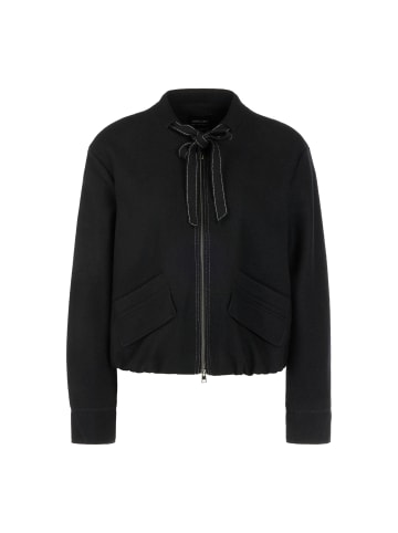 Schurwolljacke mit Stehkragen und Schleife in Black New