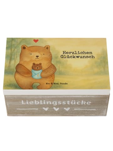 Mr. & Mrs. Panda Truhe Bär Baby Design mit Spruch in Weiß