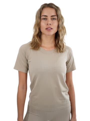 Stark Soul® Sport Shirt Damen Racer - Seamless Laufshirt in beige