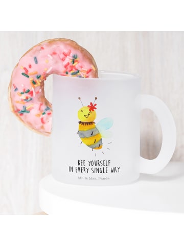 Mr. & Mrs. Panda Teeglas Biene Blume mit Spruch in Transparent