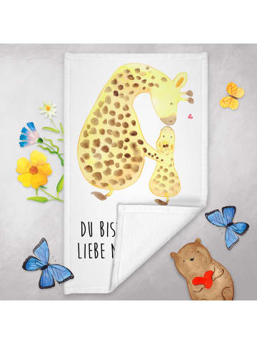Mr. & Mrs. Panda Frotteehandtuch Giraffe Kind mit Spruch in Weiß