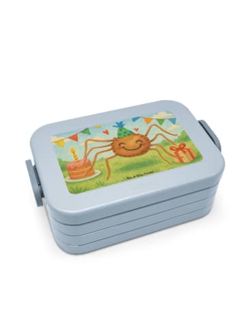 Mr. & Mrs. Panda Brotbox Spinne Agathe Party Design ohne Spruch in Blau Pastell