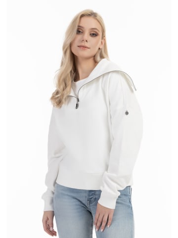DreiMaster Vintage Damen Oversize Troyer-Sweater in Wollweiss