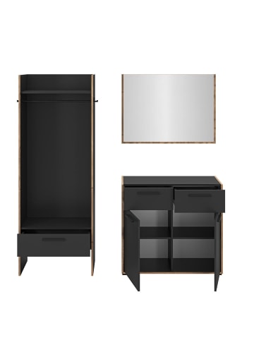 ebuy24 Garderobenmöbel Bueno (3-teilig) Schwarzgrau 180 x 37 cm