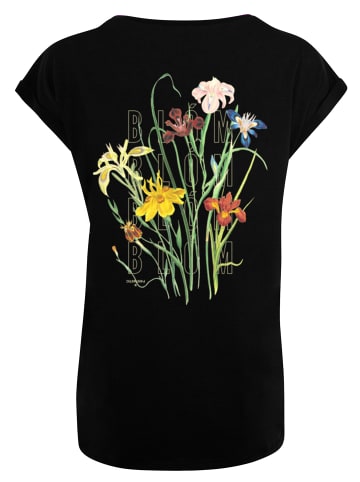 F4NT4STIC Extended Shoulder T-Shirt Blóm Blumenstrauss in schwarz
